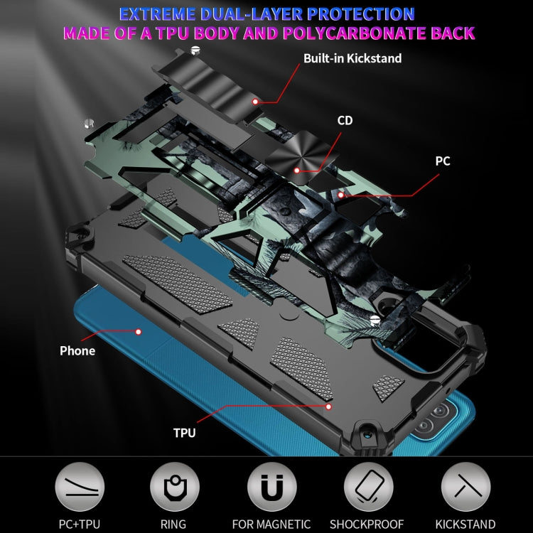 For Samsung Galaxy A42 Camouflage Armor Shockproof TPU + PC Magnetic Protective Case with Holder