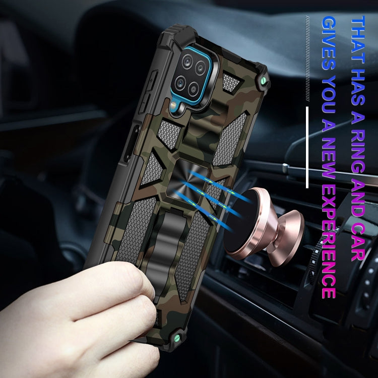 For Samsung Galaxy A42 Camouflage Armor Shockproof TPU + PC Magnetic Protective Case with Holder