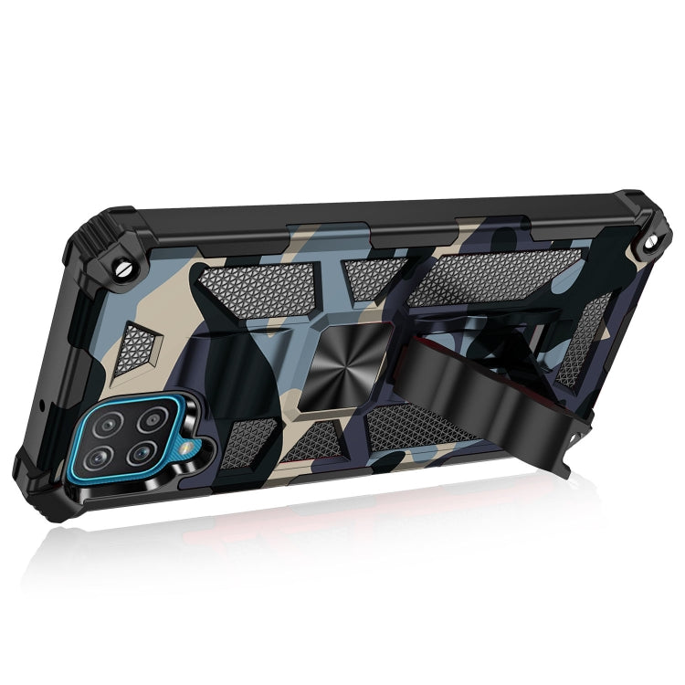 For Samsung Galaxy A42 Camouflage Armor Shockproof TPU + PC Magnetic Protective Case with Holder