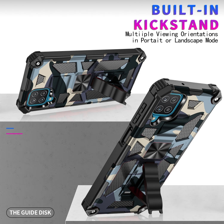For Samsung Galaxy A42 Camouflage Armor Shockproof TPU + PC Magnetic Protective Case with Holder