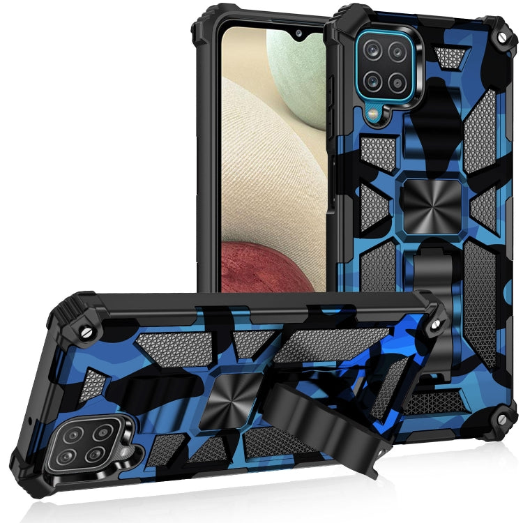 For Samsung Galaxy A42 Camouflage Armor Shockproof TPU + PC Magnetic Protective Case with Holder
