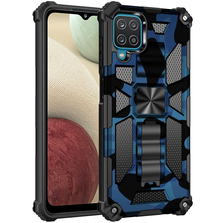 For Samsung Galaxy A42 Camouflage Armor Shockproof TPU + PC Magnetic Protective Case with Holder