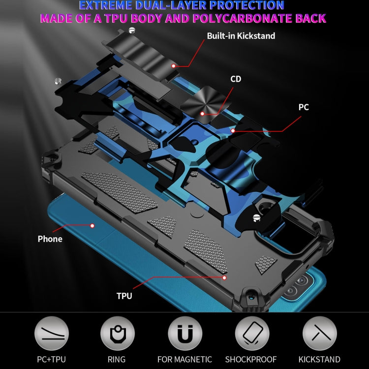 For Samsung Galaxy A42 Camouflage Armor Shockproof TPU + PC Magnetic Protective Case with Holder