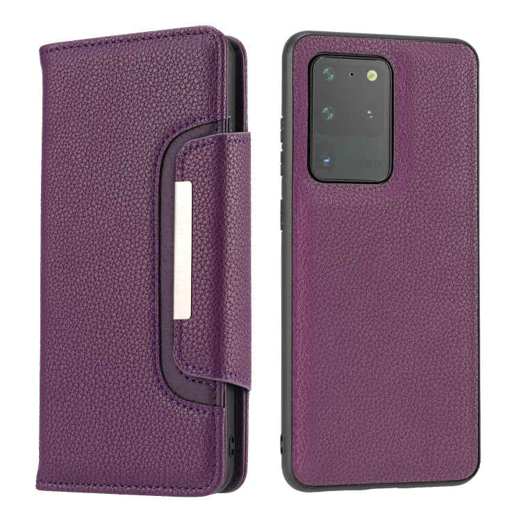 For Samsung Galaxy S20 Ultra Litchi Texture Horizontal Flip Buckle Detachable Magnetic PU Leather Case with Card Slots & Wallet & Photo Frame