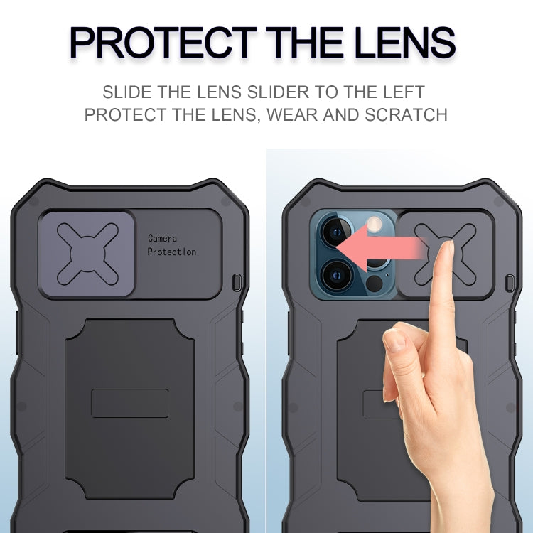 For iPhone 12 / 12 Pro Aluminum Alloy + Silicone Anti-dust Full Body Protection with Holder