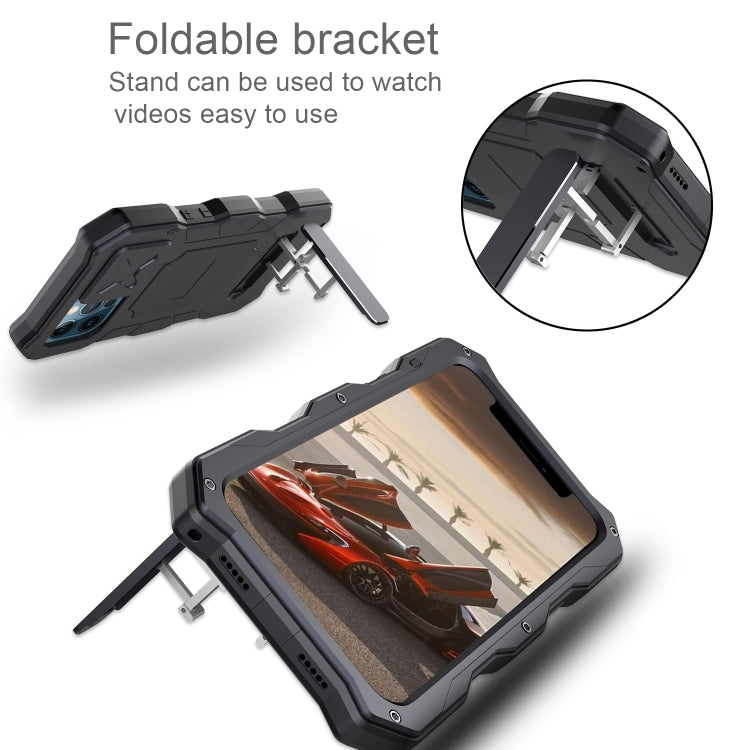 For iPhone 12 / 12 Pro Aluminum Alloy + Silicone Anti-dust Full Body Protection with Holder
