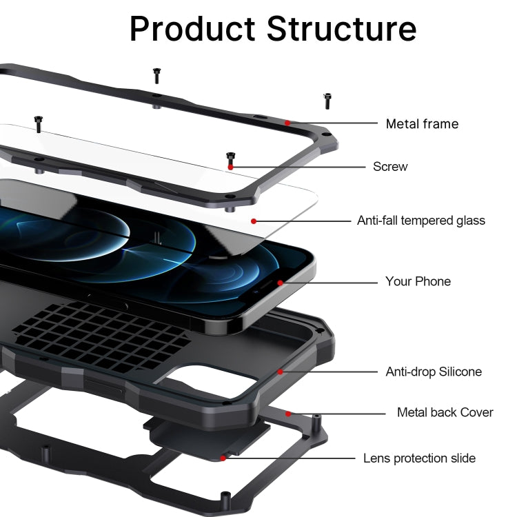 For iPhone 12 / 12 Pro Aluminum Alloy + Silicone Anti-dust Full Body Protection with Holder