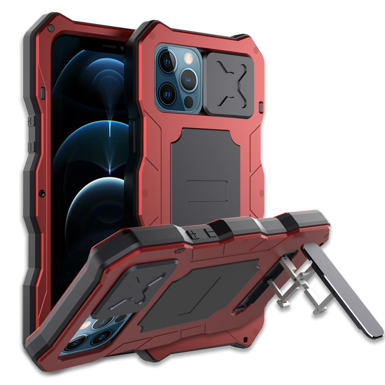 For iPhone 12 / 12 Pro Aluminum Alloy + Silicone Anti-dust Full Body Protection with Holder