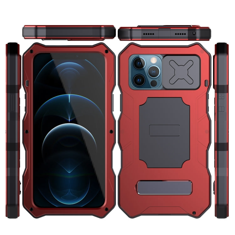 For iPhone 12 / 12 Pro Aluminum Alloy + Silicone Anti-dust Full Body Protection with Holder