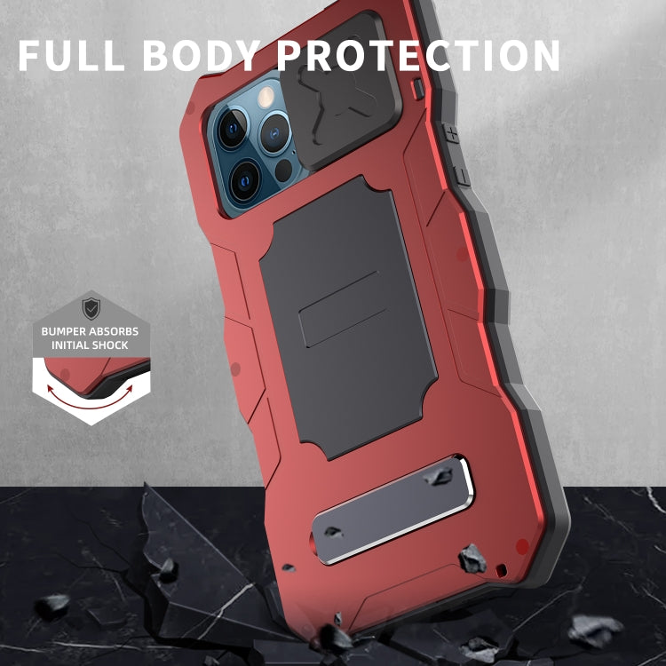 For iPhone 12 / 12 Pro Aluminum Alloy + Silicone Anti-dust Full Body Protection with Holder