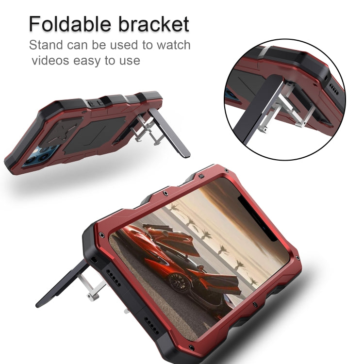 For iPhone 12 / 12 Pro Aluminum Alloy + Silicone Anti-dust Full Body Protection with Holder