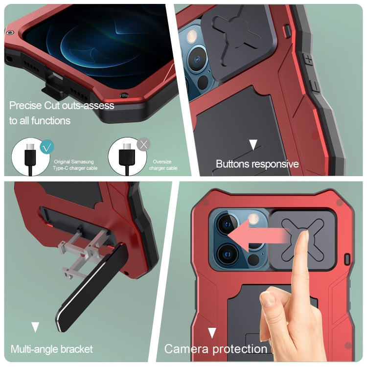 For iPhone 12 / 12 Pro Aluminum Alloy + Silicone Anti-dust Full Body Protection with Holder