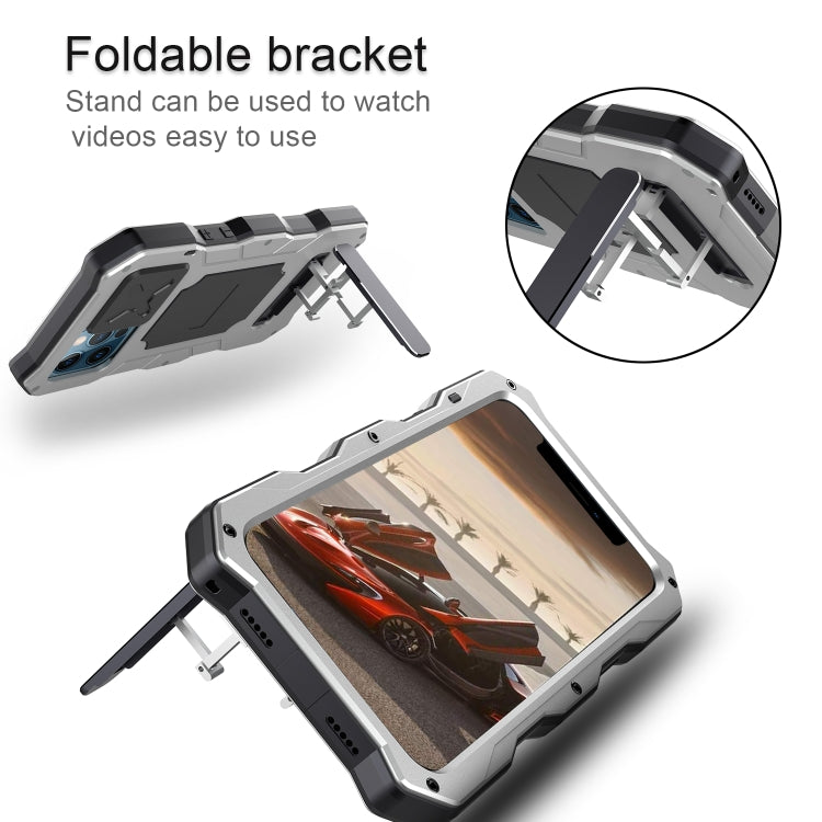 For iPhone 12 / 12 Pro Aluminum Alloy + Silicone Anti-dust Full Body Protection with Holder