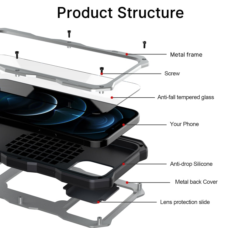 For iPhone 12 / 12 Pro Aluminum Alloy + Silicone Anti-dust Full Body Protection with Holder