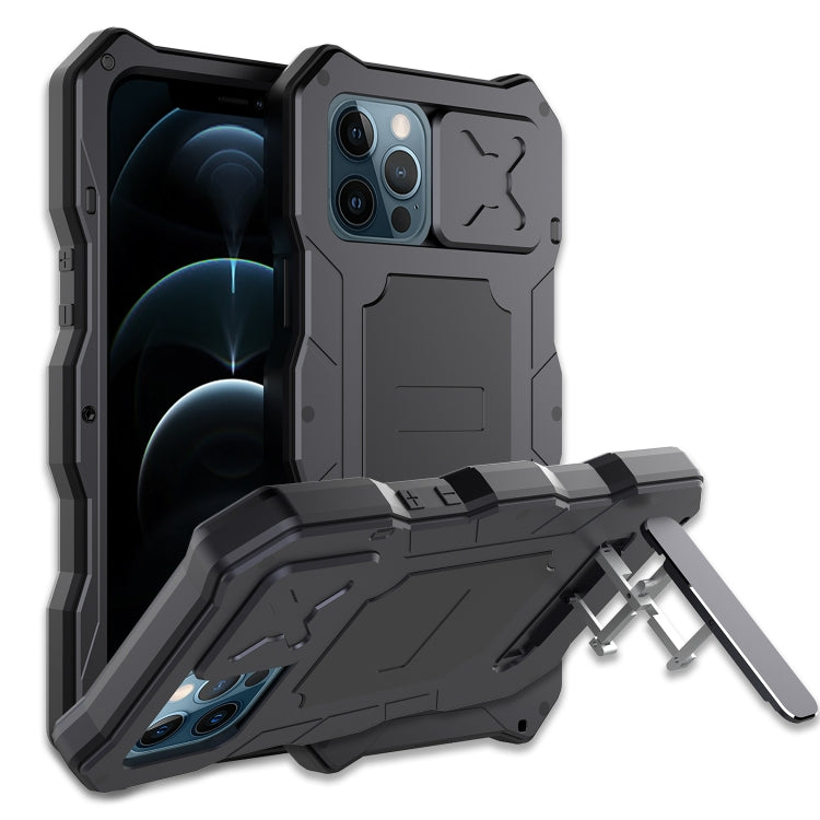 For iPhone 12 Pro Max Aluminum Alloy + Silicone Anti-dust Full Body Protection with Holder