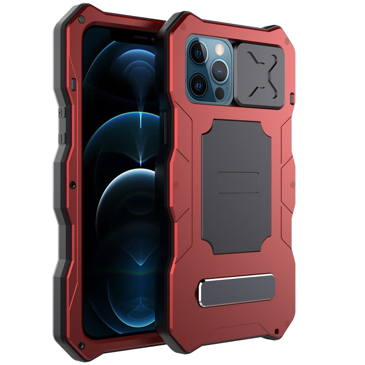 For iPhone 12 Pro Max Aluminum Alloy + Silicone Anti-dust Full Body Protection with Holder