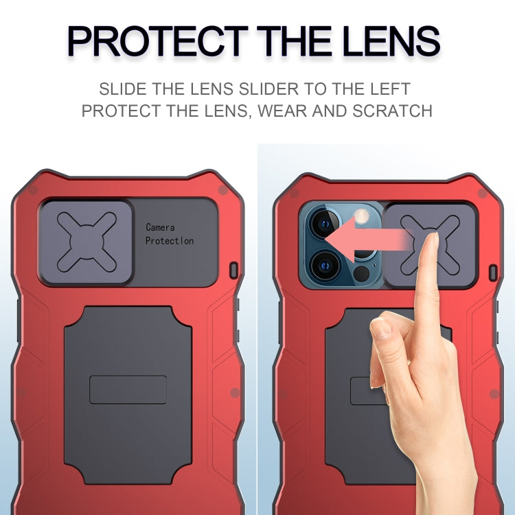 For iPhone 12 Pro Max Aluminum Alloy + Silicone Anti-dust Full Body Protection with Holder