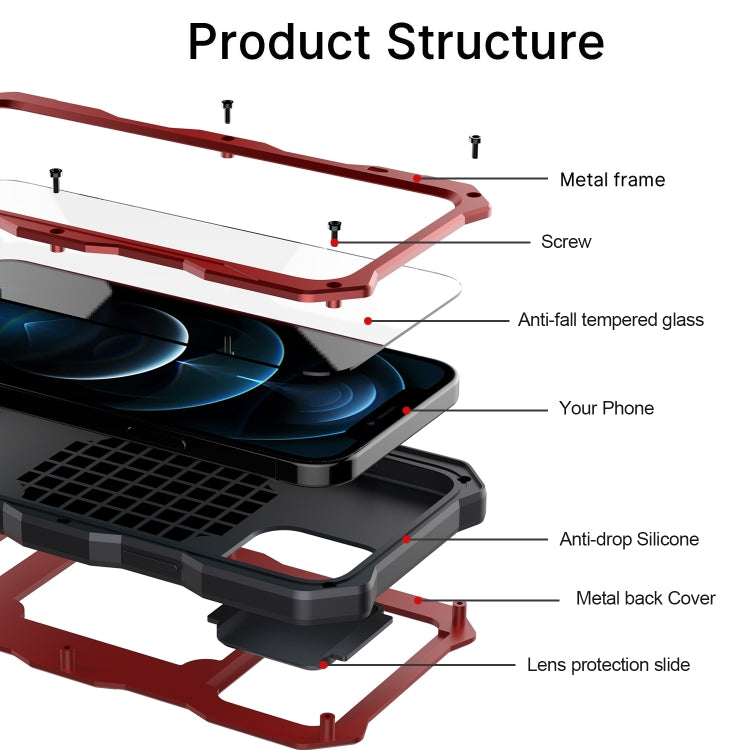 For iPhone 12 Pro Max Aluminum Alloy + Silicone Anti-dust Full Body Protection with Holder