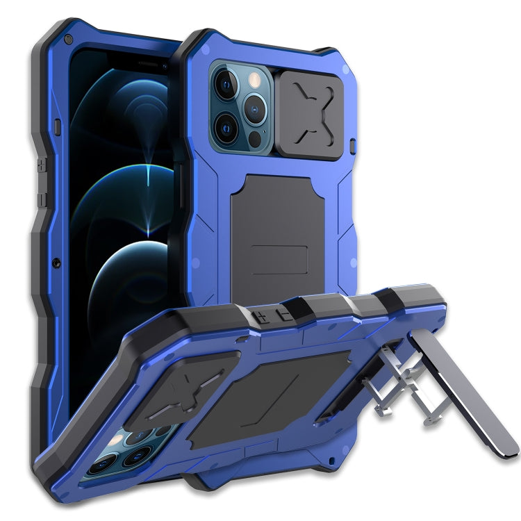 For iPhone 12 Pro Max Aluminum Alloy + Silicone Anti-dust Full Body Protection with Holder