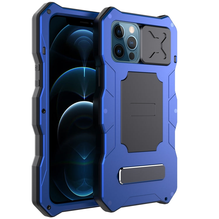 For iPhone 12 Pro Max Aluminum Alloy + Silicone Anti-dust Full Body Protection with Holder