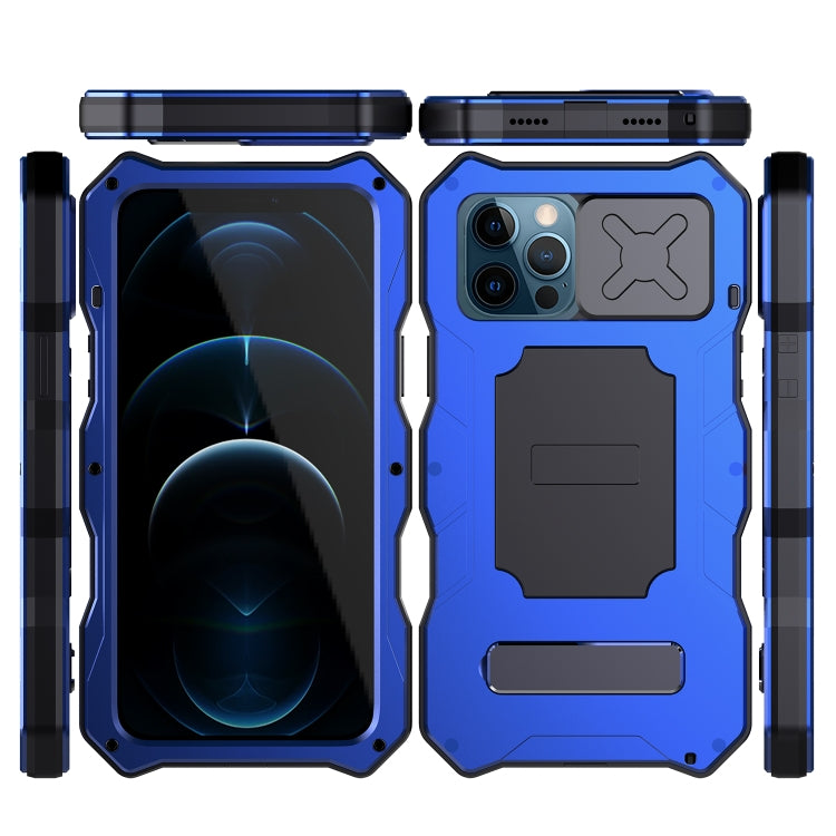 For iPhone 12 Pro Max Aluminum Alloy + Silicone Anti-dust Full Body Protection with Holder