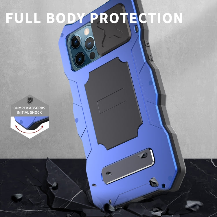 For iPhone 12 Pro Max Aluminum Alloy + Silicone Anti-dust Full Body Protection with Holder