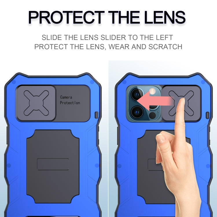 For iPhone 12 Pro Max Aluminum Alloy + Silicone Anti-dust Full Body Protection with Holder