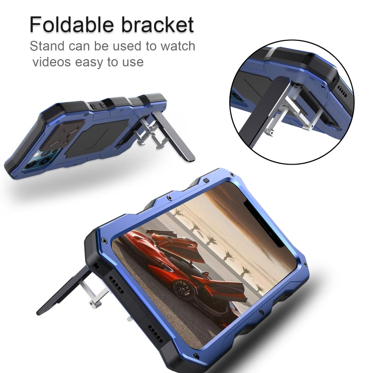 For iPhone 12 Pro Max Aluminum Alloy + Silicone Anti-dust Full Body Protection with Holder