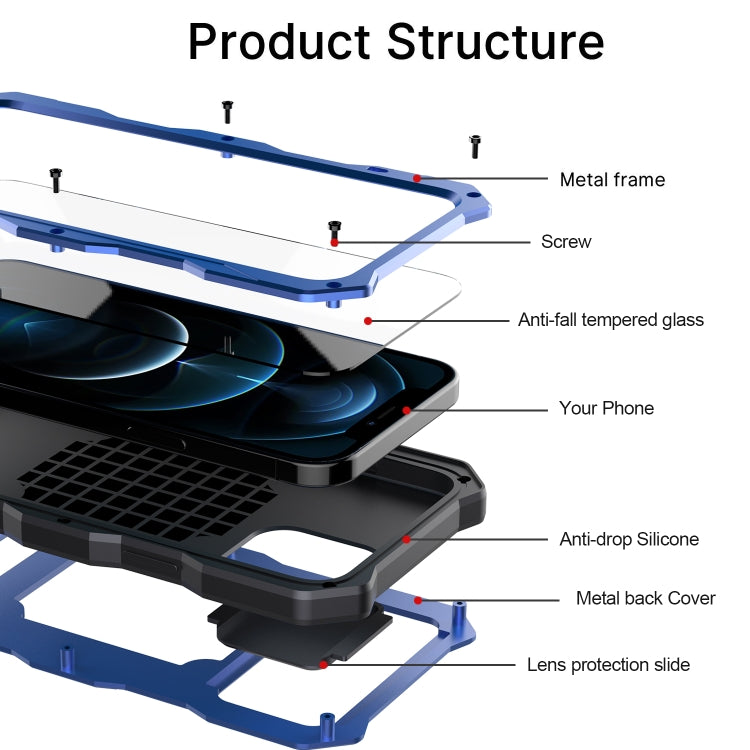For iPhone 12 Pro Max Aluminum Alloy + Silicone Anti-dust Full Body Protection with Holder
