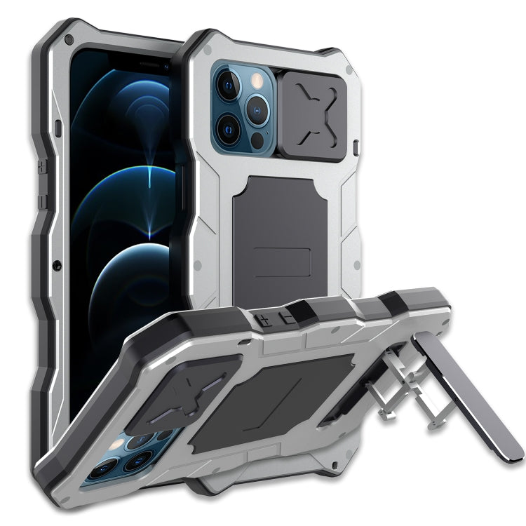 For iPhone 12 Pro Max Aluminum Alloy + Silicone Anti-dust Full Body Protection with Holder