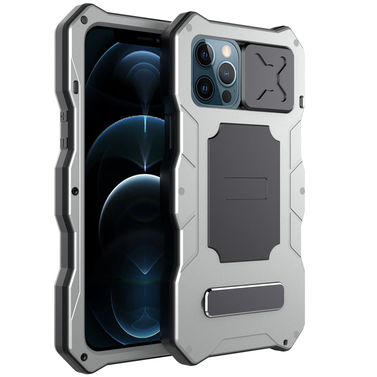 For iPhone 12 Pro Max Aluminum Alloy + Silicone Anti-dust Full Body Protection with Holder