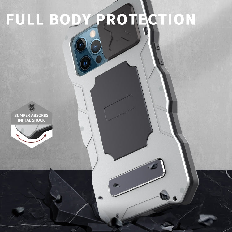 For iPhone 12 Pro Max Aluminum Alloy + Silicone Anti-dust Full Body Protection with Holder