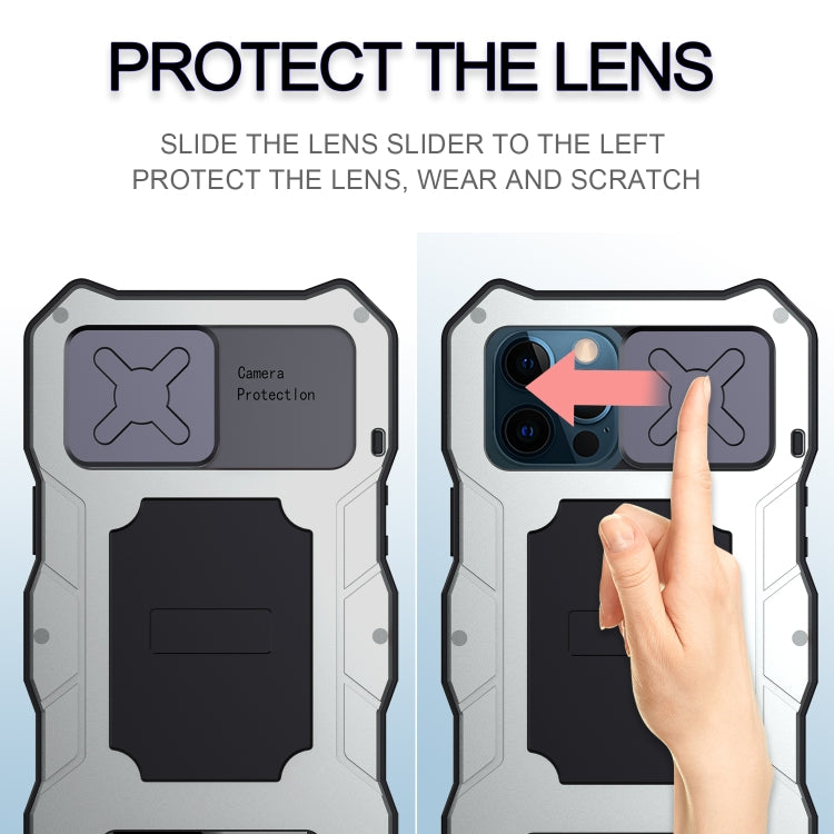 For iPhone 12 Pro Max Aluminum Alloy + Silicone Anti-dust Full Body Protection with Holder