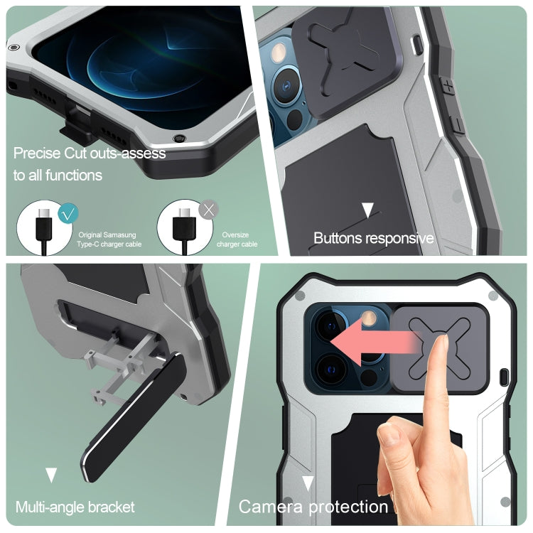 For iPhone 12 Pro Max Aluminum Alloy + Silicone Anti-dust Full Body Protection with Holder