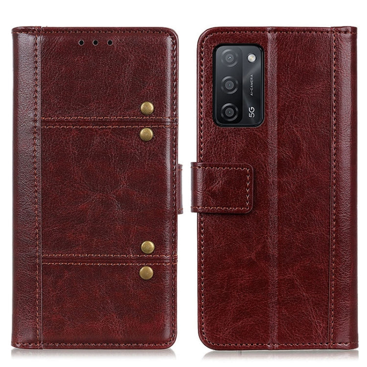 For OPPO A55 5G / A53S 5G Peas Crazy Horse Texture Horizontal Flip Leather Case with Holder & Card Slots & Wallet