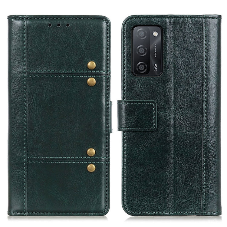 For OPPO A55 5G / A53S 5G Peas Crazy Horse Texture Horizontal Flip Leather Case with Holder & Card Slots & Wallet