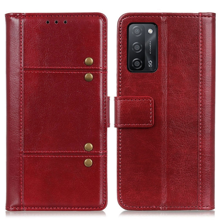 For OPPO A55 5G / A53S 5G Peas Crazy Horse Texture Horizontal Flip Leather Case with Holder & Card Slots & Wallet