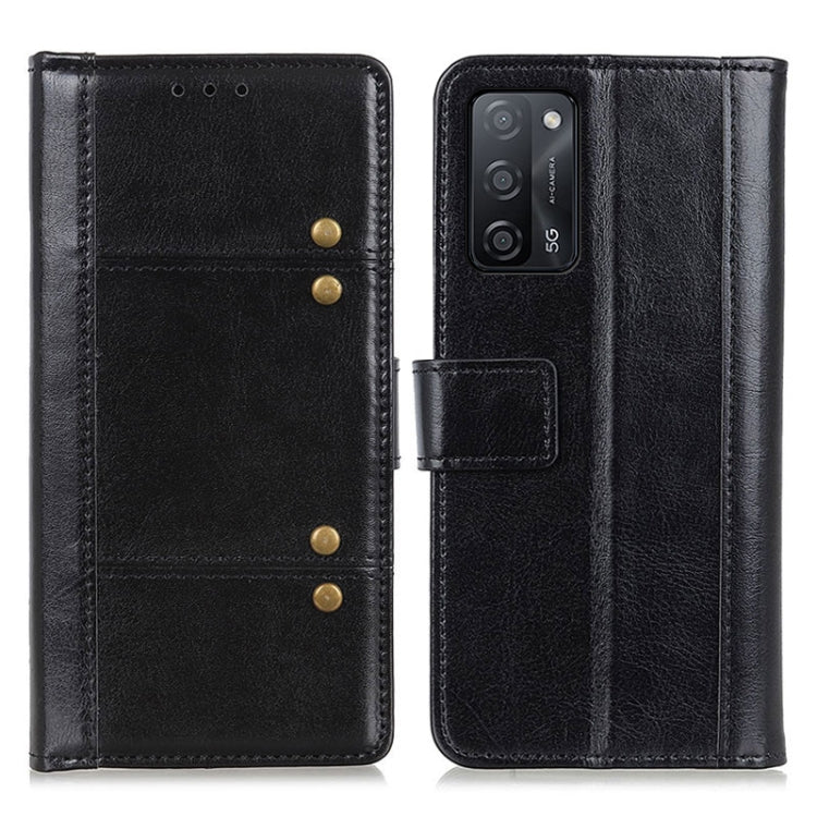 For OPPO A55 5G / A53S 5G Peas Crazy Horse Texture Horizontal Flip Leather Case with Holder & Card Slots & Wallet