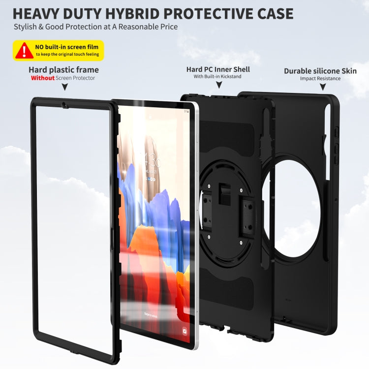 For Samsung Galaxy Tab S8+ / Tab S8 Plus /  Tab S7 FE / Tab S7+ SM-T970 360 Degree Rotation PC + TPU Protective Case with Holder & Hand-strap & Pen Slot