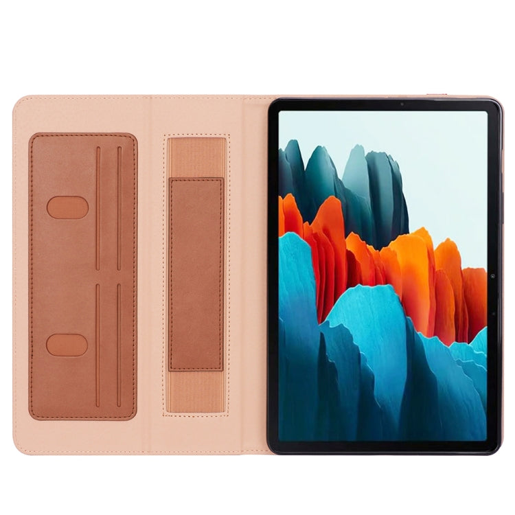 For Samsung Galaxy Tab S8 / Galaxy Tab S7 / T870 Business Retro PU Horizontal Flip Leather Case with Holder & Card Slots & Hand Strap