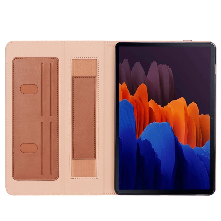 For Samsung Galaxy Tab S8+ / Tab S8 Plus /  Tab S7 FE / Tab S7+ / T970 Business Retro PU Horizontal Flip Leather Case with Holder & Card Slots & Hand Strap