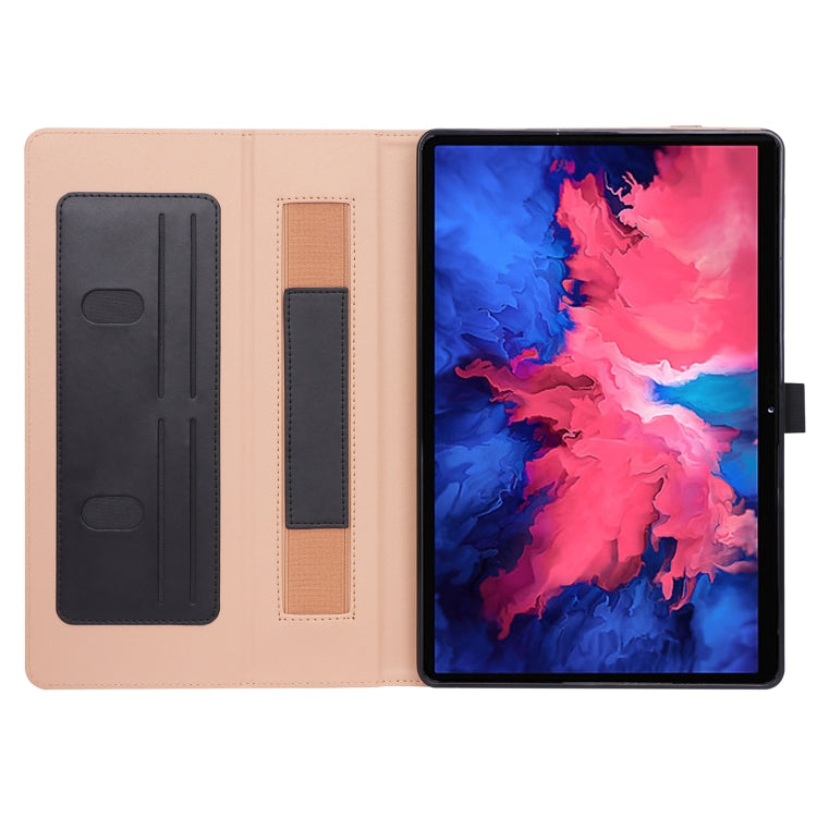 For Lenovo Tab P11 (Tab-J606F) Business Retro PU Horizontal Flip Leather Case with Holder & Card Slots & Hand Strap