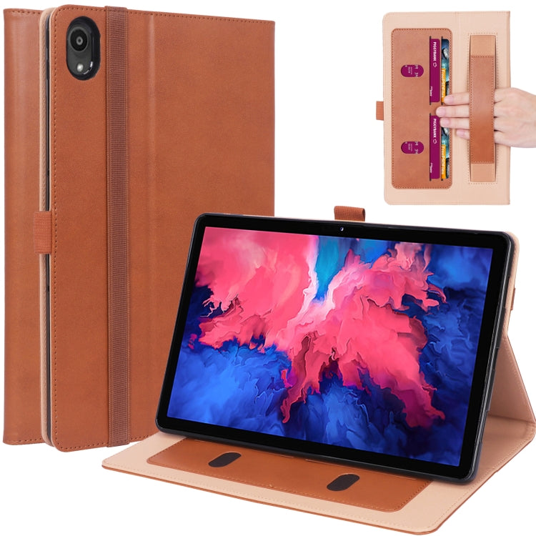 For Lenovo Tab P11 (Tab-J606F) Business Retro PU Horizontal Flip Leather Case with Holder & Card Slots & Hand Strap