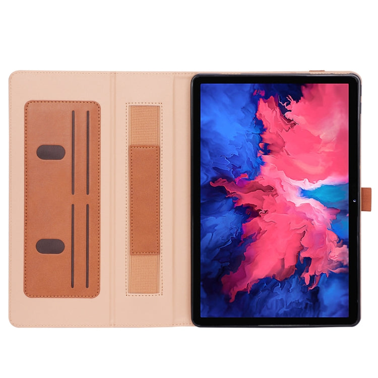 For Lenovo Tab P11 (Tab-J606F) Business Retro PU Horizontal Flip Leather Case with Holder & Card Slots & Hand Strap