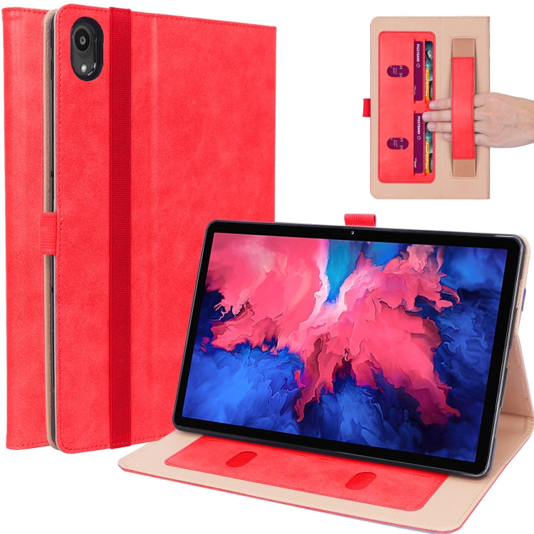 For Lenovo Tab P11 (Tab-J606F) Business Retro PU Horizontal Flip Leather Case with Holder & Card Slots & Hand Strap