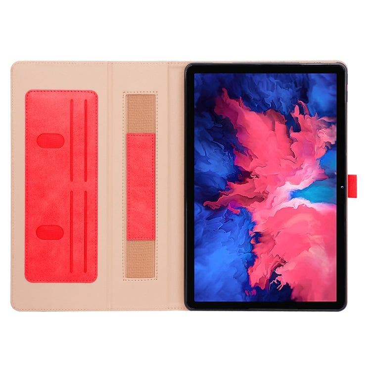For Lenovo Tab P11 (Tab-J606F) Business Retro PU Horizontal Flip Leather Case with Holder & Card Slots & Hand Strap