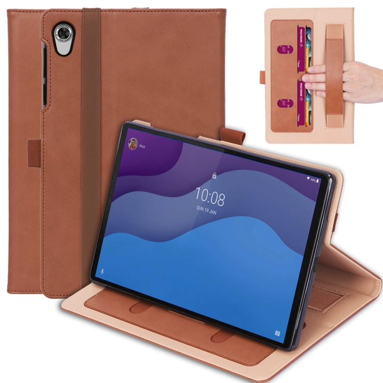 For Lenovo Tab M10 HD 2nd Gen TB-X306X Business Retro PU Horizontal Flip Leather Case with Holder & Card Slots & Hand Strap