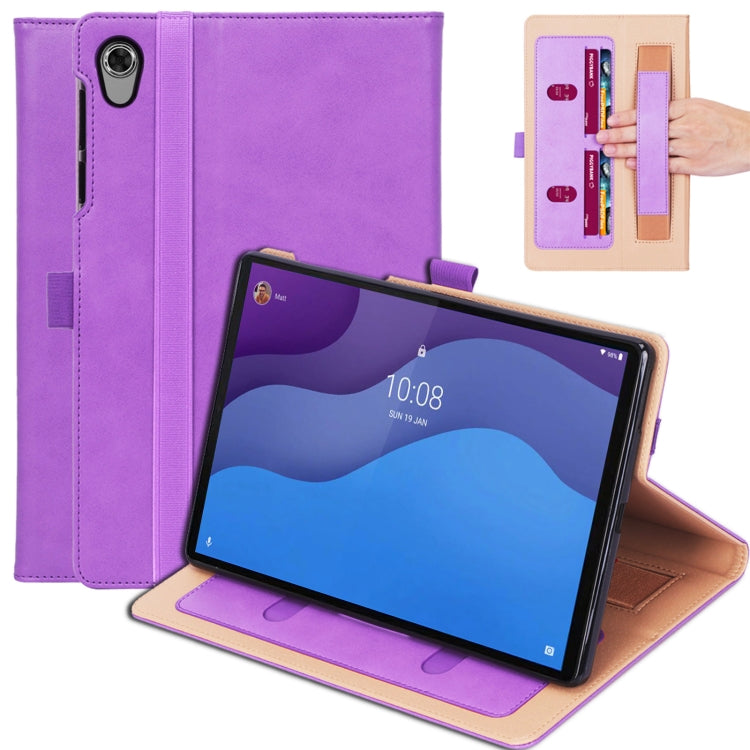 For Lenovo Tab M10 HD 2nd Gen TB-X306X Business Retro PU Horizontal Flip Leather Case with Holder & Card Slots & Hand Strap