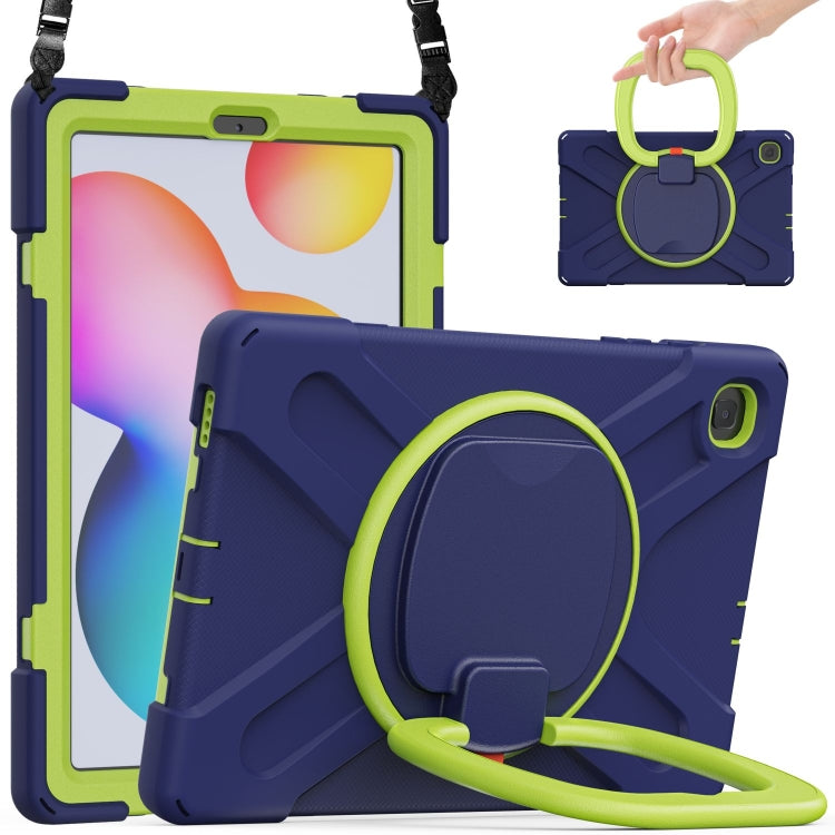 For Samsung Galaxy Tab S6 Lite P610 Silicone + PC Protective Case with Holder & Shoulder Strap
