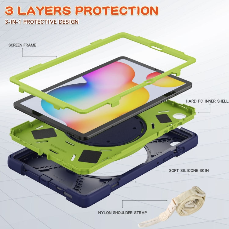For Samsung Galaxy Tab S6 Lite P610 Silicone + PC Protective Case with Holder & Shoulder Strap